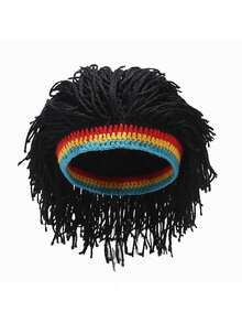 1 pieza Gorro de punto con rastas divertido, gorro de fiesta de hip hop unisex, gorro de peluca de punto cálido y personalizado único - Gorro de lana con rastas - Ver 5