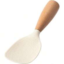 Rice Paddle Spoon Non-Stick Vertical Rice Spoon Kitchen Tool With Wooden Handle Stand Up Serving Spoon Spatula For Kitchen Cooking - trắng - Xem 5