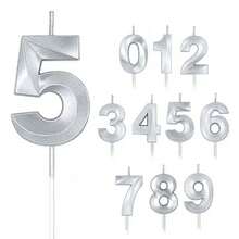Silver Numbered Birthday Candles - Mini Design - SilverPlastic - 銀色 - 查看 1