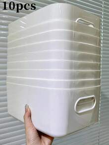 10pcs Multi-Purpose Plastic Storage Boxes With Handles - Versatile Storage Containers For Kitchen, Bathroom, Bedroom, Living Room And Office Desk - Durable PP Material, Assorted Colors, Plastic Drawer-Style Organizers, Plastic Storage Bins - Multicolor - View 4