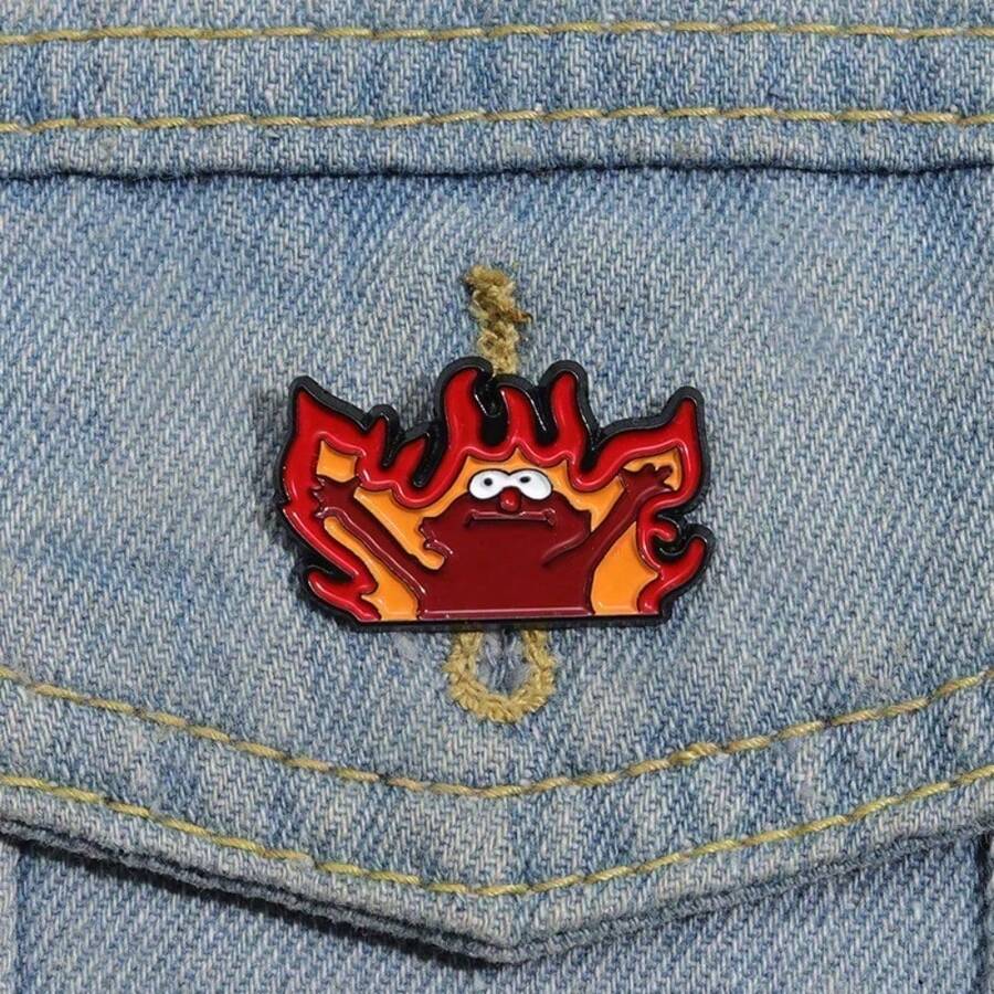 Fire Helllmo Custom Cute Cartoon Brooches Lapel Badges Funny Anime Animal - Mặc định - Xem 1