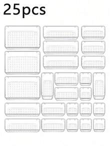 50 piezas/25 piezas/18 piezas/11 piezas/5 piezas/1 pieza Juego de bandejas/cajas de almacenamiento transparentes, bandejas de varios tamaños, de uso múltiple, adecuadas para almacenar cosméticos, herramientas pequeñas, vajilla en el tocador, la cocina, los cajones de la oficina, el dormitorio, se adapta a diversos escenarios