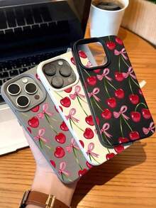 1pc Cute Cartoon Cherry Bow Pattern Phone Case Compatible With IPhone 17/16/11/12/13/14/15/15pro/15 Plus/15 Promax/7plus/8plus/X/Xs Max/Xr/11pro/12pro/13pro/14pro/12mini/13mini/11promax/12promax/13promax/14promax/14plus/6/6s/6plus/7/8/16Pro/16plus/17promax/17Pro/17plus/17promax/Se&Compatible With Samsung Galaxy Galaxy/A54/A14/A12/A13/A15/A32/A33/A24/A52S/S20/S21/S22/S23/S24/S23Plus/S24ultra Waterproof Shockproof Anti-Fall Scratch ResistantFOR-YOUR-BELOVED-PHONE Fashionable - 款式4(1PC) - 查看 3