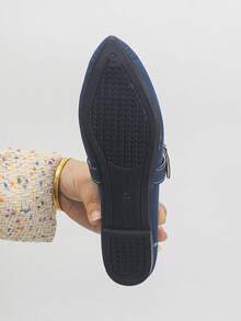 Giày bệt mũi nhọn đế mềm cho nữ cỡ lớn 35-45, giày bệt đế mềm đi chơi ngoài trời hàng ngày mới, màu nâu, giày bệt đa năng thời trang, phù hợp với váy, mùa xuân và mùa thu - Màu xanh mờ - Xem 8