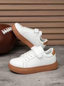 1 para dziecięcych trampek w stylu retro, lekkie, z miękką podeszwą, unisex, do szkoły i do pracy, uniwersalny design - Brązowy - Zobacz 3