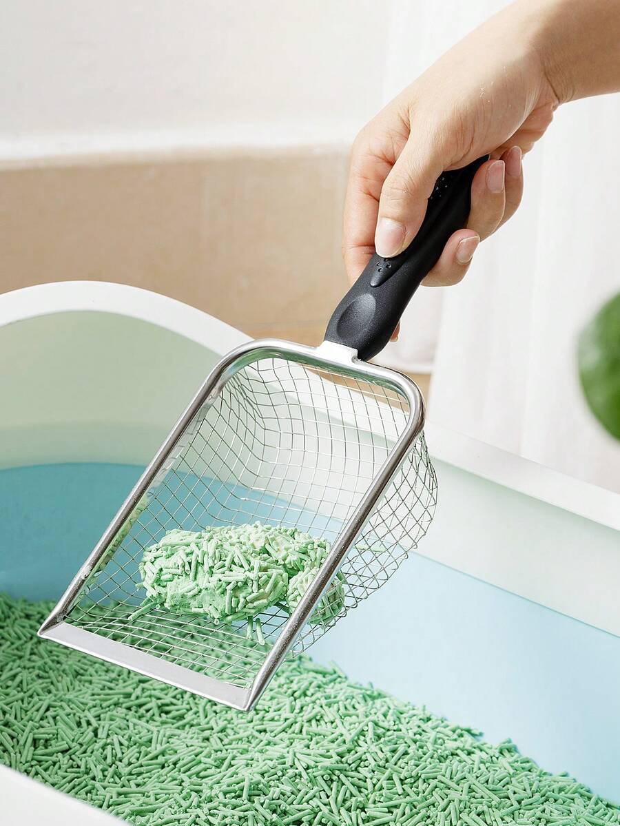 1个细网猫砂铲，不锈钢筛分式猫砂铲