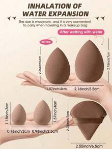 6pcs/1set Makeup Sponge Applicator Kit - Velvet Powder Puff, Concealer Sponge, Makeup Sponge, Makeup Blender Bathroom Decor Summer,Makeup,Cheap,Room Decor,Vanity,Travel,Bedroom,Makeup Accessories,Puff,Makeup Blender,Powder Puff,Makeup Sponge - 棕色 - 查看 11