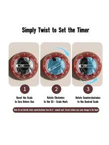 1PC TIMERS FOR COOKING,Kitchen Cooking Timers 60 Minutes Magnetic Cooking Timer Manual Countdown Alarm Clock For BBQ Grilling ,Prevent Food From Burning, No Electricity, Mechanical Alarm Clock - Multicolor - View 8