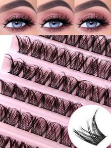 Hinarin 120PCS D Curl Individual Lashes Eyelash Clusters Wispy Cluster Eyelash Extension 8-16mm Mixed Length Natural Looking For Daily Wedding Travel Use DIY At Home - D - View 2