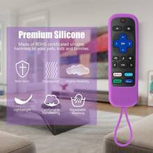 AWYY2 Pack Case For Roku Express/Streaming Stick/Premiere - Silicone Remote Cover For  Roku TV Remote Sleeve Skin Smart TV Remote Sleeve With Loop Protective Cover Glow Purple+ Glow Pink - GlowPinkGlowPurple - View 5