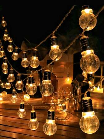 1 String 20/40 LED Bulb Fairy Lights, Suitable For Bedroom, Birthday Party, Wedding, Bar, Holiday Decor, Gifts, Battery Operated, Color Changing Flashing