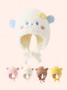 1 chiếc mũ len ấm áp mùa đông cho trẻ sơ sinh, mũ len hoạt hình dễ thương cho bé gái - Nhiều màu - Xem 1