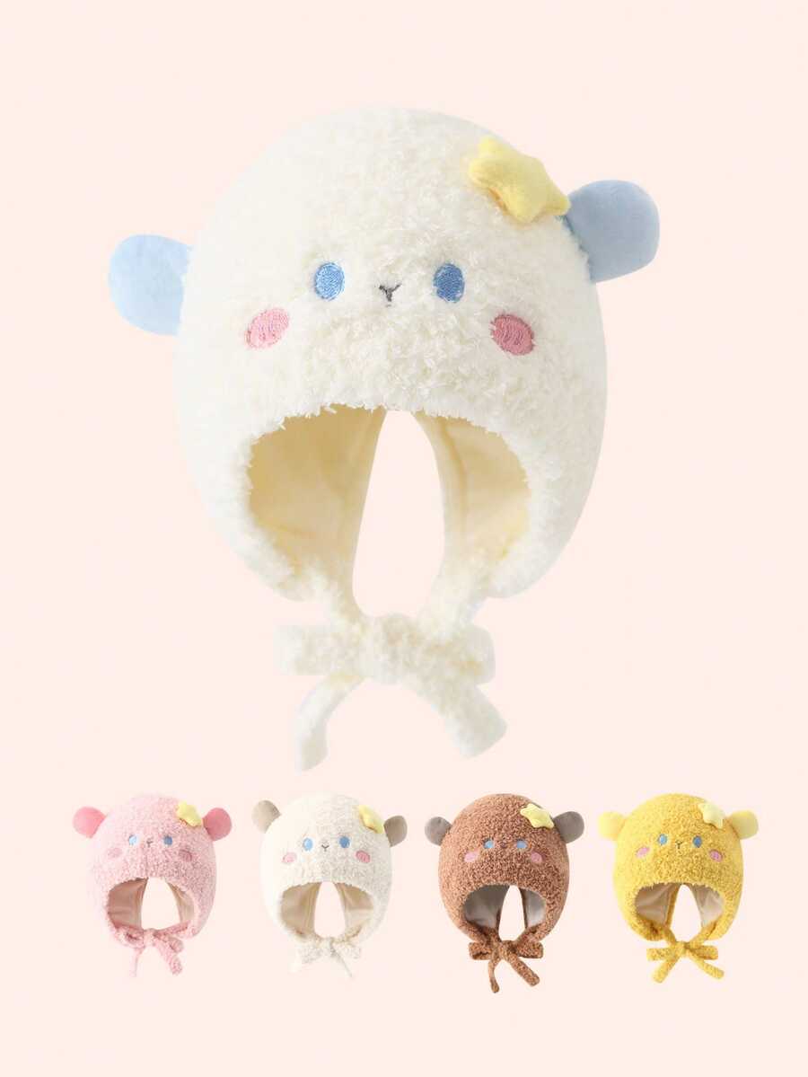 1 chiếc mũ len ấm áp mùa đông cho trẻ sơ sinh, mũ len hoạt hình dễ thương cho bé gái - Nhiều màu - Xem 1