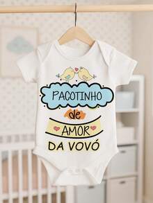 Body para Bebê Infantil Personalizado Tematico Pacotinho De Amor Da Vovó - Branco - Visão 1