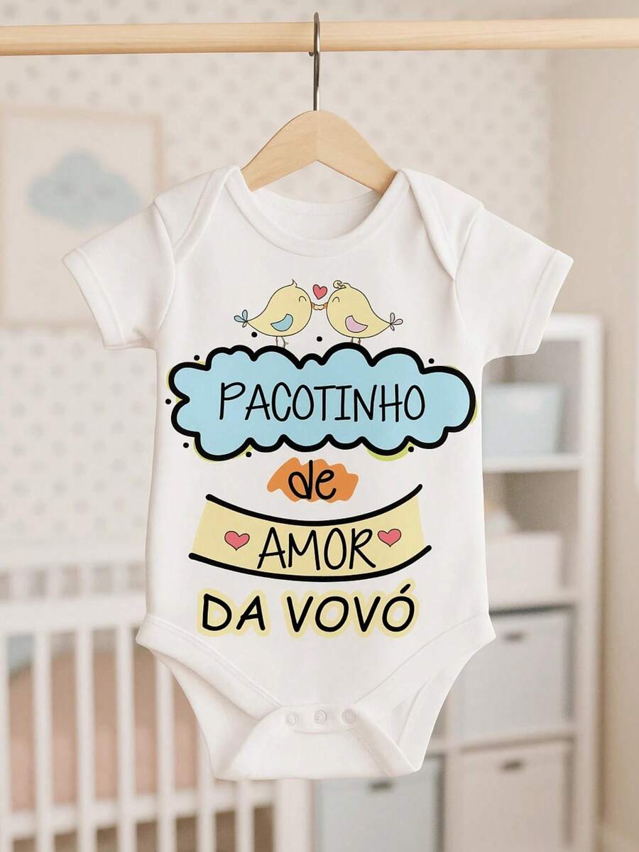 Body para Bebê Infantil Personalizado Tematico Pacotinho De Amor Da Vovó - Branco - Visão 1