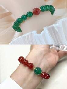 1条经典欧美风时尚玛瑙手链，搭配同色绿色玛瑙珠，夏季时尚单品 - 星星 - 查看 10
