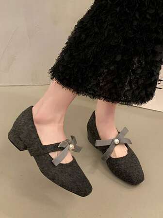 2025 Women's Latest Chunky Heel Square Toe Suede Slip-On Shoes, Fashion Versatile Elegant Style, Best Choice For Ladies