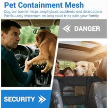 Dog Car Backseat Barrier Padded and Durable Nylon Net Pet Barrier Vehicle Travel Dog Fence with 2 Mesh Windows for Safe Driving Easy to Install and Adjust for All Cars 24" x 24"Safety Cones & Barriers - como en la foto - Ver 5