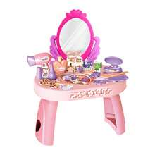 儿童精美化妆台玩具过家家女孩化妆屋玩具，配有口红、香水、梳子、吹风机等配件模型，畅销款 - 彩色 - 查看 6