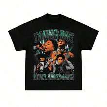2025 Youngboy Never Broke Again American Retro Hip Hop Rap Figure Print Short Sleeve T-Shirt High Quality Luxury Brand Ins Y2k(1) - Negro - Ver 1