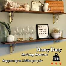 4pcs Metal Bracket, Wall Decoration Support Bracket,Wall Decor, Modern Shelf Brackets For DIY Floating Shelves, Gold - Multiple Sizes - Multicolor - View 4