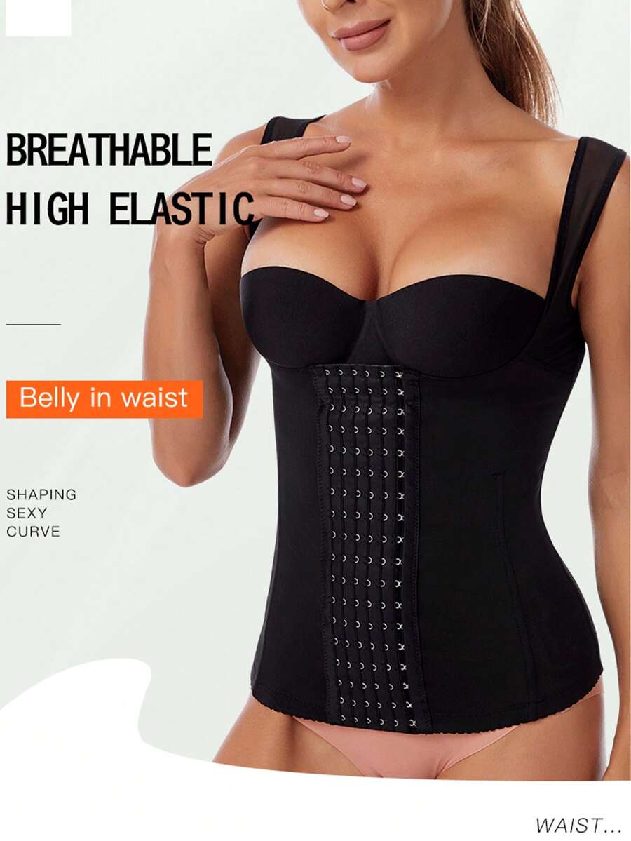Women's Breasted Body Shaping Bra Corset, Push-Up Vest Design, Body-Slimming Waistband And Abdominal Shaping, It Is Not Only A Postpartum Corset, A Belly Belt, But Also A Must-Have Item During Pregnancy And A Weight Loss Girdle - 黑色 - 查看 1