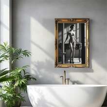 1幅优雅黑白闺房摄影作品，卧室性感艺术装饰画，魅力肖像海报，精美艺术墙画，墙面装饰画，时尚海报，现代简约风格海报，客厅及卧室装饰，浴室装饰，理想礼物，不含画框 - 彩色 - 查看 3