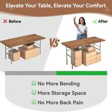 4个桌腿延长器 - 三档高度可调折叠桌面延伸件，可分别升高2/4/6英寸，非常适合缝纫室和牌桌使用 - 彩色 - 查看 4