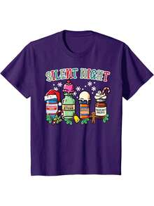 Christmas Nurse Silent Night Propofol Xmas Scrub Top Women T-Shirt - Black - View 6