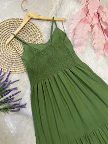 vestido longa com bojo  tecido viscolinho fashion confortavel - Verde Militar - Visão 2
