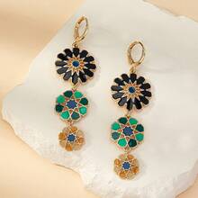 1 Pair Bohemian Style Dangle Round Earrings For Women - Gold - View 2