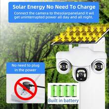 V380 4G Solar Powered 3-Lens PTZ Camera, 15MP Triple-Screen CCTV, 10X Zoom Outdoor Video Surveillance Security Camera With Two-Way Audio IP Camera - White - View 4