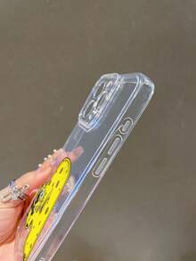 SPONGEBOB 1个透明太空卡通鬼脸海绵宝宝奶酪字母图案防震手机壳，适用于三星/苹果17/16/15/14/13/12/11Pro Max/12Pro/14Plus等型号 - 彩色 - 查看 3