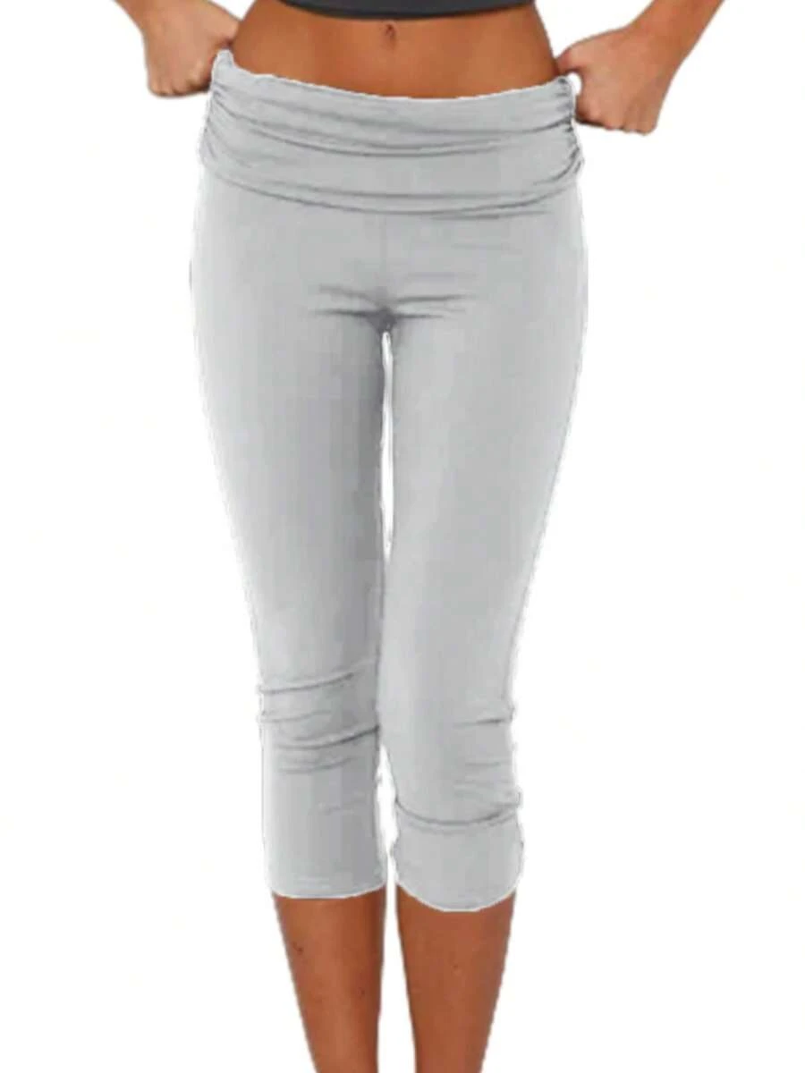 Women's Fold Up Leggings Cute Pleated Low Rise Stretch Yoga Pants Loose Comfortable Slim Fit Stylish Slim Fit Suitable For Yoga Fitness Leisure Activities School Exercise Home Office Running Jogging - Xám - Xem 1