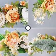 Flores de arco, guirnalda floral artificial para decoración de puerta delantera, de boda, flores rústicas florales artificiales para puerta, dintel, hojas verdes, rosa, peonía,(A) - Multicolor - Ver 7