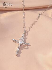 Hihho 1 件黑色不锈钢十字架项链，时尚唇链十字架吊坠首饰 - 十字 - 查看 14