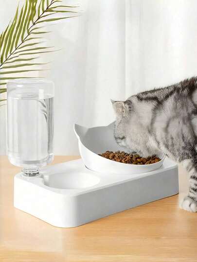 1pc Automatic Pet Food & Water Dispenser - Leak-Proof Dual Feeder, Suitable For Dogs/Cats, Smart Large Capacity Food & Water Station, Easy To Clean And Maintain