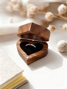 Customized 12 Birthstone Embedded Ring With Engraved Name & Wooden Heart Shaped Ring Box, Valentine's Day, Mother's Day, Birthday, Anniversary, Graduation, Christmas Gift For Friends, Family, Premium