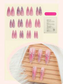 24片银色镀铬美甲贴纸，尖头亚克力美甲贴纸，3D金属朋克风格，适用于美甲沙龙、女孩和女性，日常佩戴和节日派对装饰礼品。 - 彩色 - 查看 3