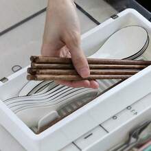 AWYYWhite Flatware Tray Kitchen Drawer Organizer With Lid And Drainer - Plastic Kitchen Cutlery Tray And Utensil Storage Container With Cover - 11.0 Inch Silverware Holder Drawer Organizer - 白色 - 查看 6
