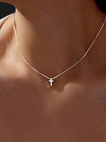A Golden Necklace Women, Minimalist Religious Jewelry, Jewelry Accessories Women To Wear On A Daily Basis Or Going Out, Christian Women's - Bạc 3 - Xem 7