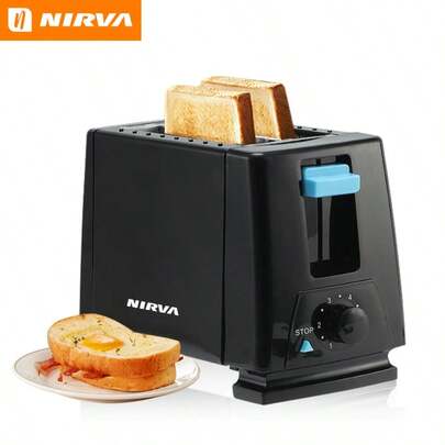 Nirva 2-Slice Toaster 650W Stainless Steel Countertop Kitchen Appliance With 6 Browning Settings Auto Defrost Reheat Function - Easy Clean Compact Design For Breakfast Toast Gift For New Home