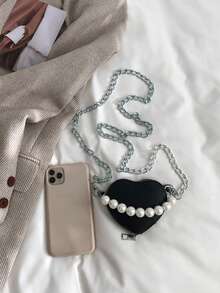 Customized Mini Minimalist Solid Color Heart-Shaped Pearl Handbag, Showcasing Exquisite Valentine's Day Vibe, Can Be Printed With Your Name Or Holiday Greetings. Suitable For Daily Life, Outings, Travel, Shopping, Dancing And Other Occasions. Also An Ideal Choice For Christmas, Thanksgiving, Back To School, Work, Commuting, Parties And Gatherings. A Perfect Gift For Friends, Classmates, Daughters And More. - Multicolor - View 10