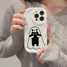 Funda de Teléfono a para 16/Pro/Plus/, con un Diseño Minimalista y Estampado de Olas Crema, Compatible con 14/Plus/Pro/y 13/12/11/XS. - Blanco - Ver 7
