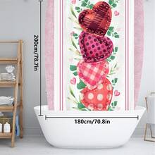 1pc/4pcs Classic Rose Heart Shaped Shower Curtain Set - Heart, Balloon, Rose, Teddy Bear Design - Fashionable Polyester Woven Valentine's Day Decor, Spring Decor, Bathroom Divider Curtain With 12 Hooks, Non-Slip Bath Mat, Toilet U-Shaped Mat, Toilet Lid Cover, Bathroom Set - Multicolor - View 47