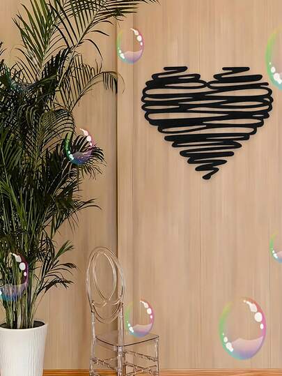 1pc Modern Metal Heart-Shaped Art Decor, Elegant Iron Hanging Sculpture, Multipurpose Home Office Cafe Decoration, No Electricity Needed, Ideal Valentine's Day Gift