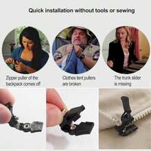 9pcs Universal Zipper Repair Kit, Instant Zipper Repair, No Sewing Required, Suitable For Jackets, Suitcases, Bags - Durable Replacement Zipper Slider, Equipped With Easy Installation Tool - Black - Black - View 5