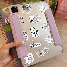 50pcs Silver Lucky Stickers, Aesthetic Stickers, Y2K Stickers, Y2K Core Stickers, Y2K Gifts, Valentines Stickers, Retro Stickers, 90s Stickers, Waterproof Vinyl Stickers, Suitable For Envelopes, Water Bottles, Computers, Laptops, Phones, Luggage, Notebooks, Refrigerators, Etc. - D - View 3