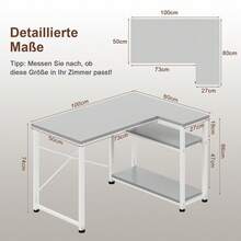 White Height Adjustable Desk 160 X 75 Cm Electrically Adjustable L-Shaped Desk With Memory Control, Ergonomic Game Table With Cup Holder, Hook. - Grey - View 8