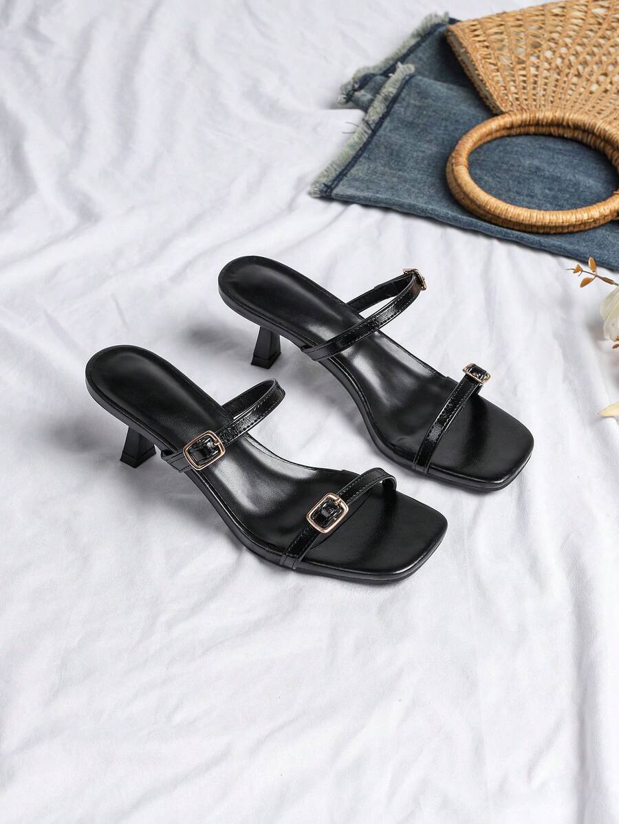 新款性感豹纹法式小猫跟时尚百搭女士高跟凉鞋